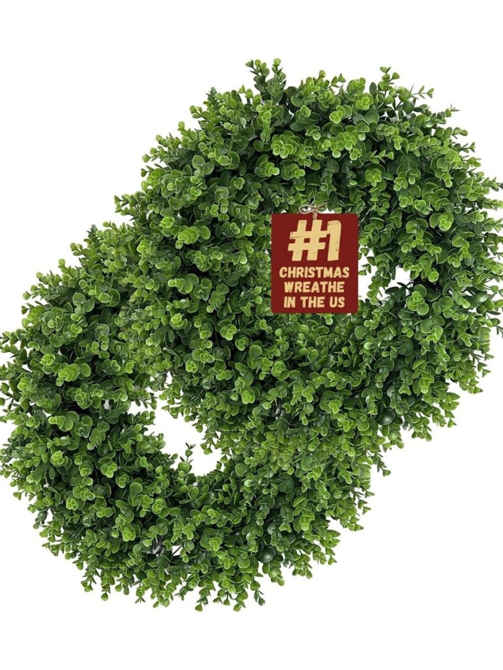 2 Pack 26" Faux Boxwood Wreaths for Front Door - All Season Indoor/Outdoor Decor